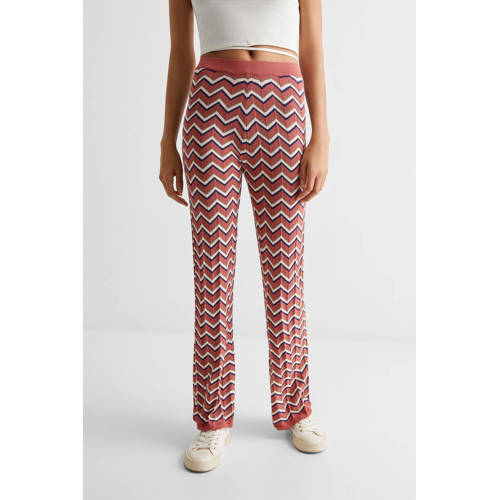 Mango Kids flared broek met all over print oudroze Meisjes Polyamide All over print 152(XXS)