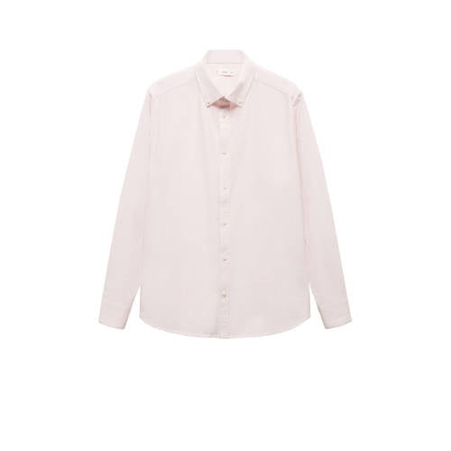 Mango Kids gestreepte blouse lichtroze/wit Meisjes Katoen Klassieke kraag - 164(XS)