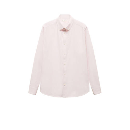 Mango Kids gestreepte blouse lichtroze/wit Meisjes Katoen Klassieke kraag - 164(XS)