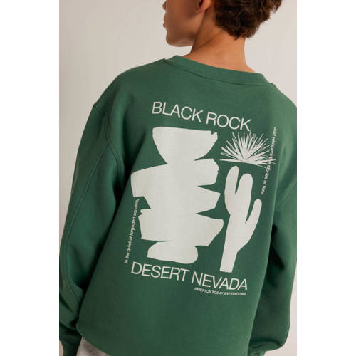 America Today sweater met backprint groen Backprint 146 152