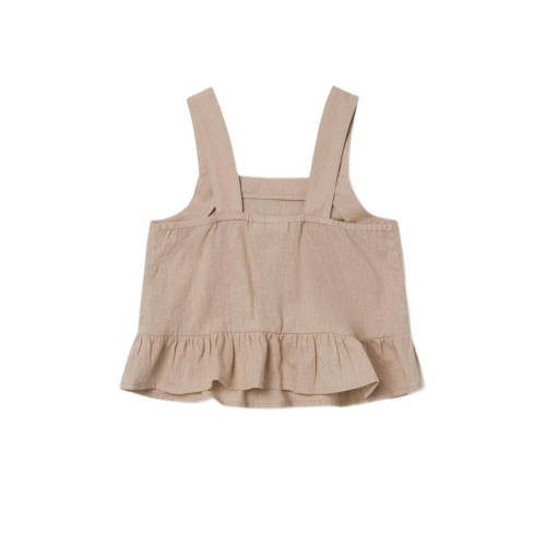name it KIDS top NKFFALINNEN beige Meisjes Katoen Vierkante hals Effen 134 140