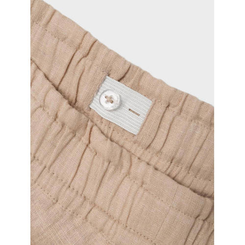 name it KIDS wide leg broek NKFFALINNEN beige Meisjes Katoen Effen 116