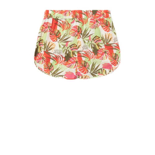 name it KIDS gebloemde casual short NKFVINAYA groen rood wit Korte broek Meisjes Polyester 116