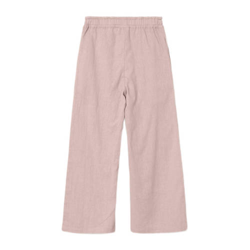 name it KIDS wide leg broek NKFFALINNEN licht oudroze Meisjes Katoen Effen 152