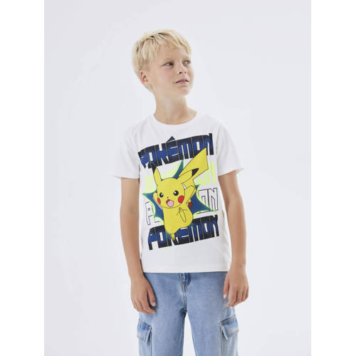 name it KIDS Pokemon T-shirt NKMMACI met printopdruk wit Jongens Stretchkatoen Ronde hals 104