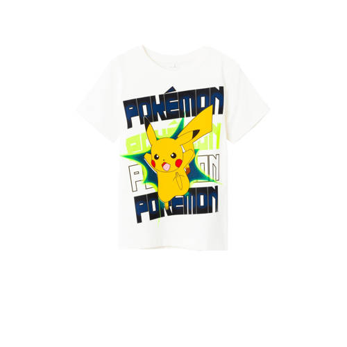 NAME IT KIDS Pokemon T-shirt NKMMACI met printopdruk wit Jongens Stretchkatoen Ronde hals