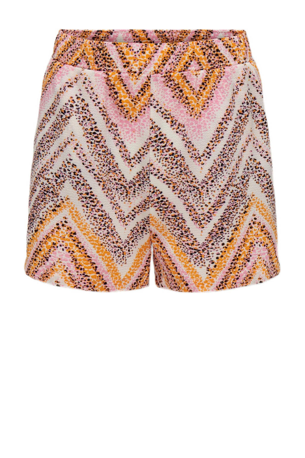 Roze en bruine meisjes KIDS ONLY GIRL casual short offwhite van viscose met elastische tailleband