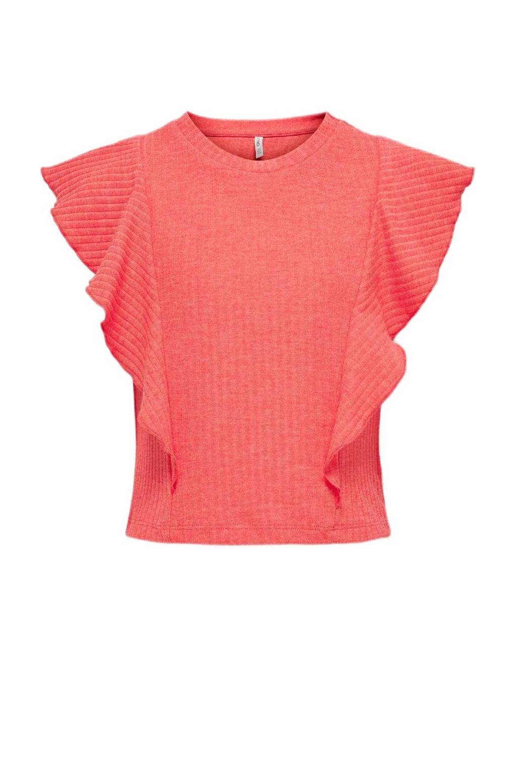 Roze meisjes KIDS ONLY GIRL top met effen, ronde hals en ruches