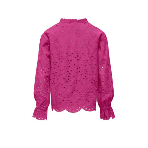 Only KIDS GIRL top KOGCLEO LIFE fuchsia Roze Meisjes Biologisch katoen Opstaande kraag 140