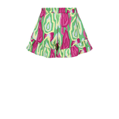 Only KIDS GIRL skort KOGSIA met all over print en ruches felgroen fuchsia Rok Meisjes Polyester 134