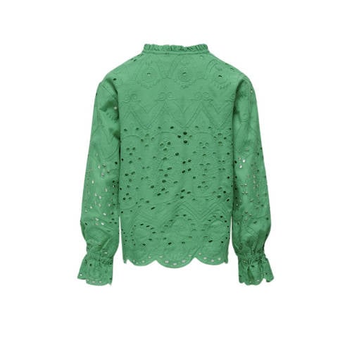 Only KIDS GIRL top KOGCLEO LIFE groen Meisjes Katoen Opstaande kraag Effen 146