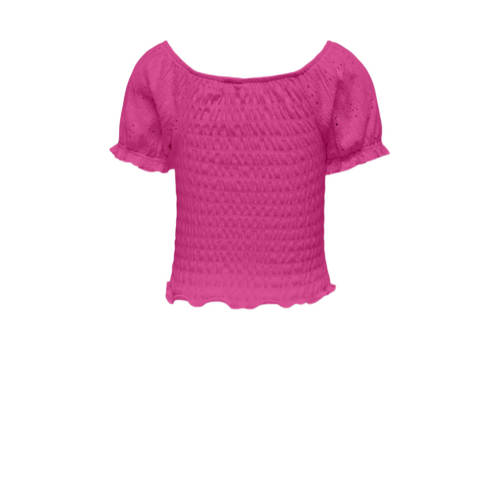 Only KIDS GIRL top KOGTILDA fuchsia Roze Meisjes Polyester Ronde hals Effen 158 164