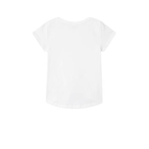 Name it KIDS T-shirt NKFVIOLINE met printopdruk en glitters wit Meisjes Katoen Ronde hals 122 128