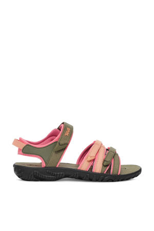 Tirra  sandalen olijfgroen/roze