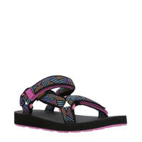 thumbnail: Zwart en roze meisjes Teva sandalen van textiel met klittenband en all over print