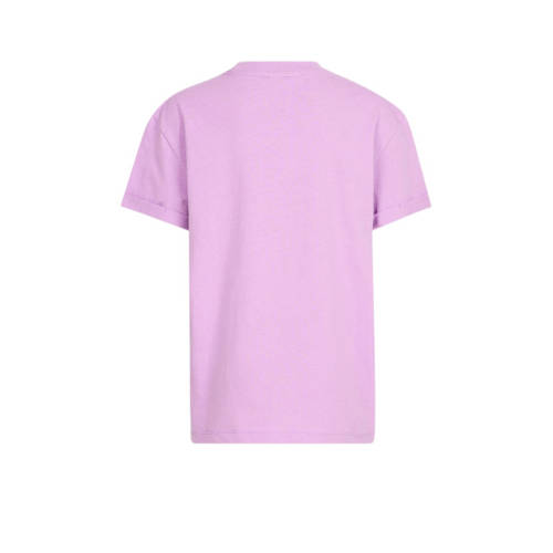 Shoeby T-shirt met tekst lila Paars Meisjes Katoen Ronde hals Tekst 110 116