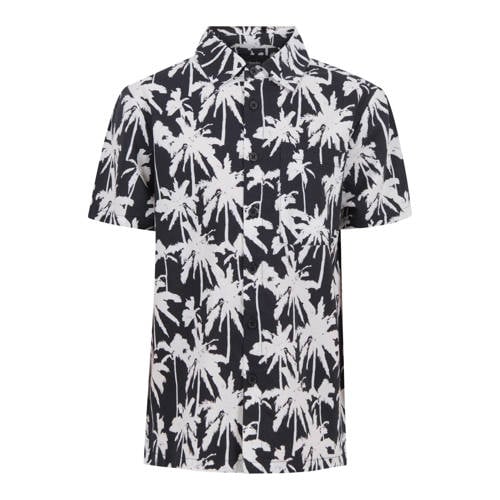 Shoeby overhemd met all over print zwart/wit Jongens Katoen Button down