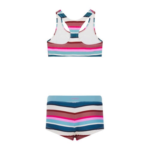 Protest crop bikini PRTLAXMI JR roze wit blauw Meisjes Polyamide Streep 116