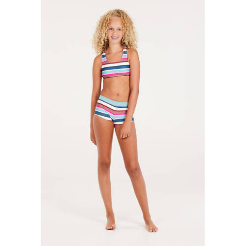 Protest crop bikini PRTLAXMI JR roze wit blauw Meisjes Polyamide Streep 116