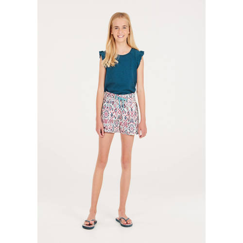 Protest casual short met all over print wit blauw warmrood Korte broek Meisjes Polyester 164