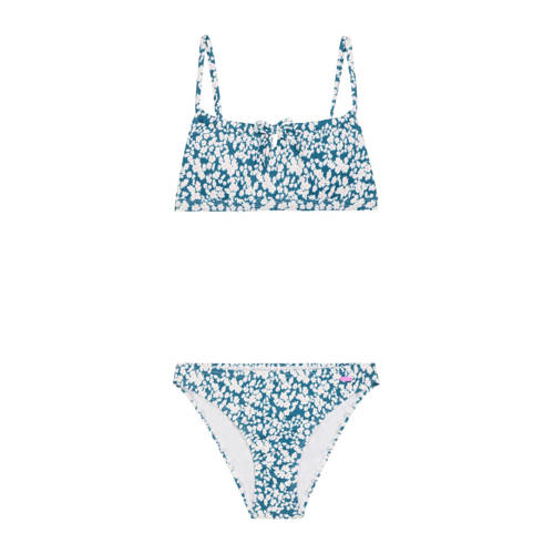 Protest crop bikini PRTGISSY JR blauw/wit Meisjes Polyamide Bloemen