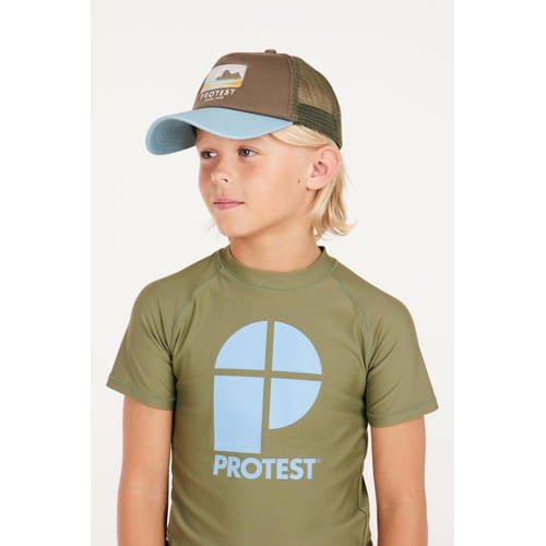 Protest UV T-shirt PRTBERENT JR olijfgroen UV shirt Jongens Meisjes Polyester Ronde hals 176