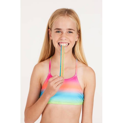 Protest crop bikini PRTJONOI JR blauw roze oranje groen Meisjes Polyamide 104