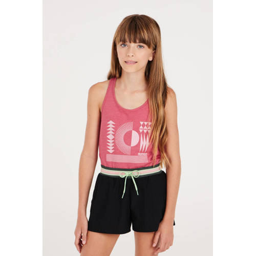 Protest singlet met printopdruk roze wit Meisjes Katoen Ronde hals Printopdruk 116