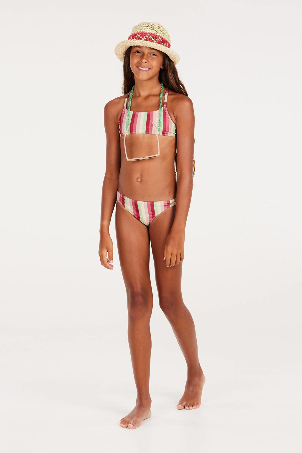 Protest crop bikini met lurex PRTSHEILA JR roze/groen