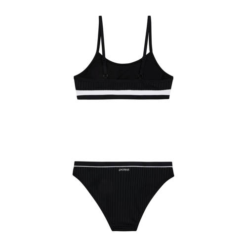 Protest crop bikini PRTROSY JR zwart wit Meisjes Polyester Streep 140