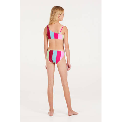 Protest one shoulder bikini PRTFEE JR roze blauw groen Meisjes Polyamide 152