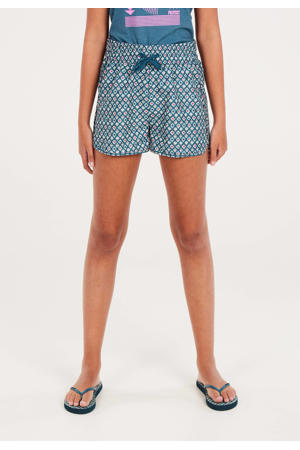 casual short met all over print blauw/wit/rood