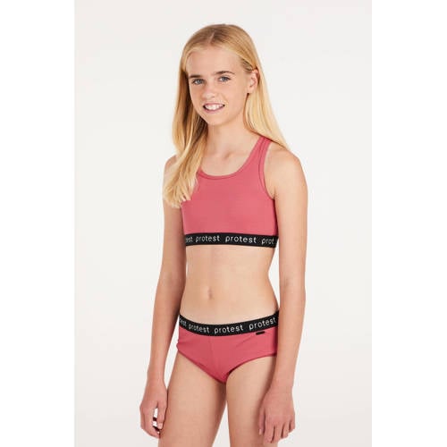 Protest crop bikini PRTBEAU JR roze Meisjes Polyester Effen 152