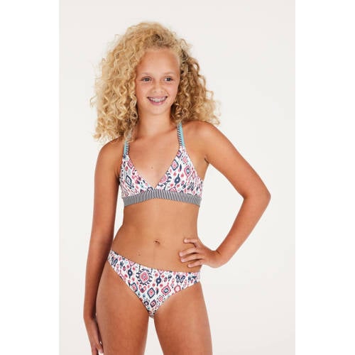 Protest triangel bikini PRTREVA JR wit blauw roze Meisjes Polyester All over print 104