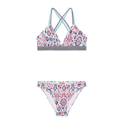 Protest triangel bikini PRTREVA JR wit/blauw/roze Meisjes Polyester All over print
