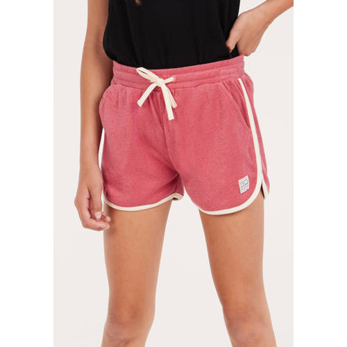 Protest badstof casual short met zijstreep donkerroze wit Korte broek Effen 128