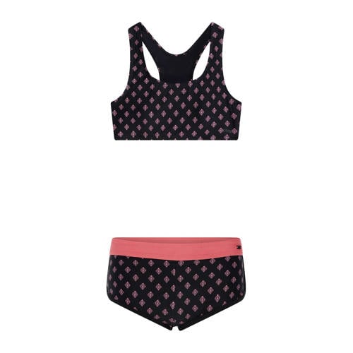 Protest crop bikini PRTMIRROR JR zwart/roze Meisjes Polyamide All over print - 104