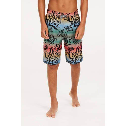 Protest zwemshort PRTNIO JR groen blauw rood geel Jongens Polyester All over print 104