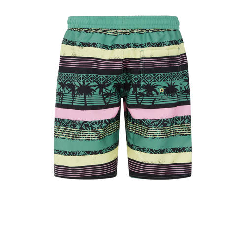 Protest zwemshort PRTFRISBY JR groen geel roze Jongens Polyester Streep 176