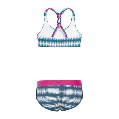 Protest crop bikini PRTZUKA JR blauw wit roze Meisjes Polyamide All over print 140