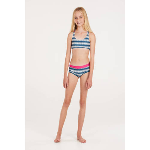Protest crop bikini PRTZUKA JR blauw wit roze Meisjes Polyamide All over print 140