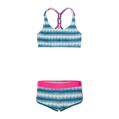 Protest crop bikini PRTZUKA JR blauw/wit/roze Meisjes Polyamide All over print