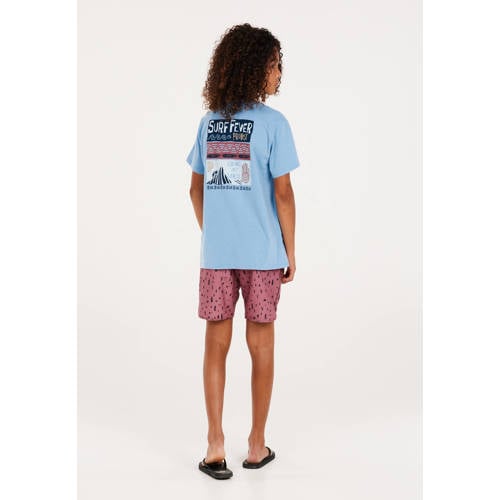 Protest T-shirt met printopdruk lichtblauw Jongens Stretchkatoen Ronde hals 128