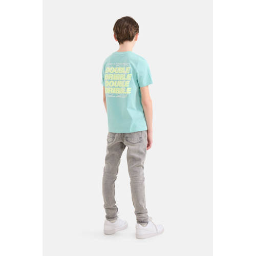 Shoeby T-shirt met backprint lichtblauw Jongens Katoen Ronde hals Backprint 98 104