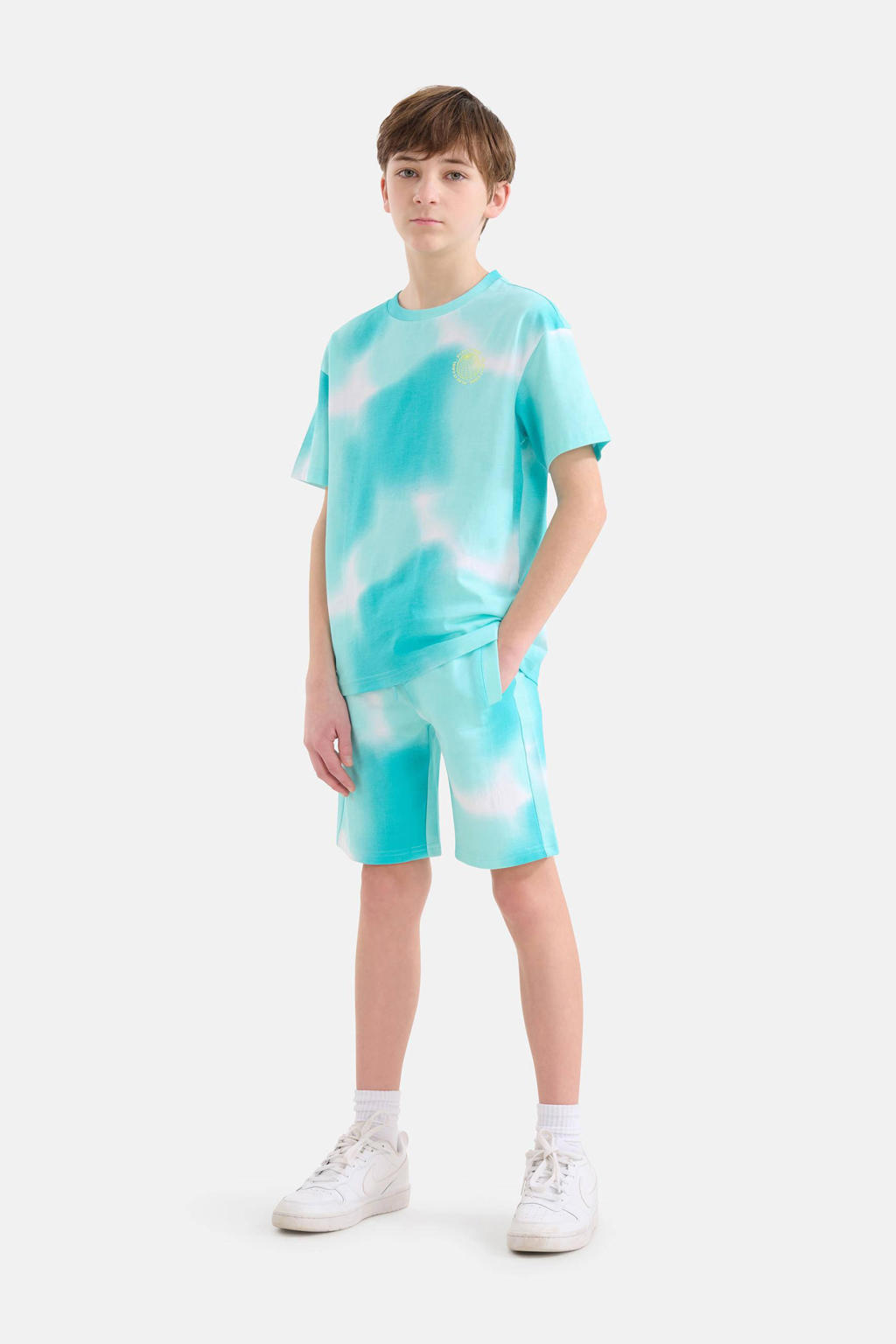 Shoeby tie-dye sweatshort turquoise/wit