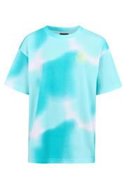 thumbnail: Blauwe jongens Shoeby tie-dye T-shirt van katoen met meerkleurige print, korte mouwen en ronde hals