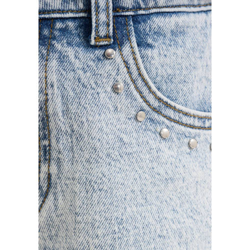 Shoeby regular fit denim short light blue denim bleached Korte broek Blauw Meisjes Katoen 134 140
