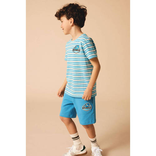 name it KIDS sweatshort NKMDALOVAN met printopdruk blauw Korte broek Printopdruk 116