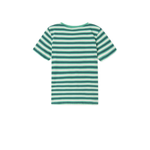 Name it KIDS gestreept T-shirt NKMDALOVAN mintgroen groen ecru Jongens Katoen Ronde hals 122 128