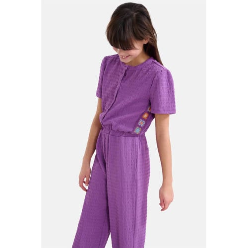 Shoeby jumpsuit paars Meisjes Polyester Ronde hals Effen 98 104